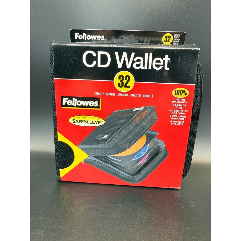Fellowes CD Wallet Holder w/Zipper and Front Pocket - 32 Discs - BRAND NEW
